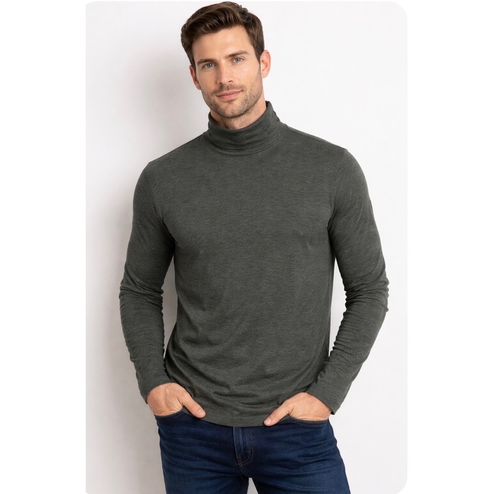Athleta Long Sleeve Turtleneck Top Green Wool Blend Size Large